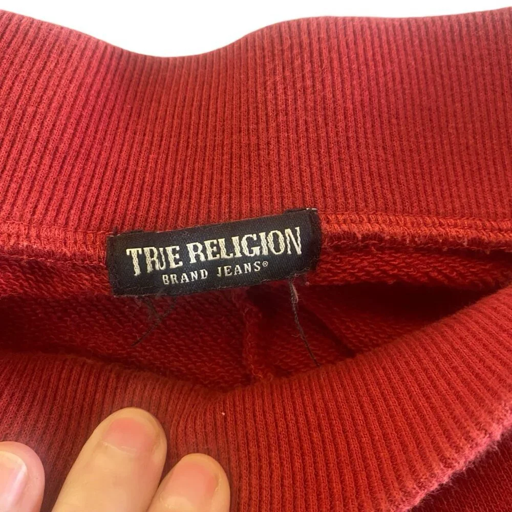 TRUE RELIGION Men Ticket Graphic Jogger Sweatpants Mid Rise Sz M Red Sports 3-37